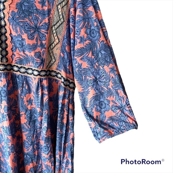 J Jill Boho Floral V Neck Embroidered Cotton Blend Tunic/Dress size XL - Picture 6 of 6